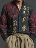 Wiaofellas  -  New Chinese style Tai Chi calligraphy gradient 3D printed men's long sleeved shirt made of vintage casual shirt