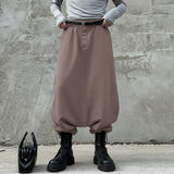 Wiaofellas  -  Men Pants Solid Color Elastic Waist Joggers Loose Trousers Men Streetwear Fashion Casual Male Drop-crotch Pants S-5XL