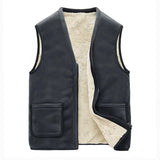 WIAOFELLAS  -  Casual Sleeveless Jacket Autumn Winter Men Warm Fleece Mens Vest Jacket Velvet Thick Sleeveless Men's Vest Gilet Clothing