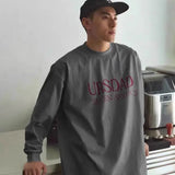 WIAOFELLAS  -  Heavy cotton Japanese street printed long-sleeved T-shirt for men in autumn loose and simple small neckline inner t-shirt