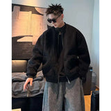 WIAOFELLAS  -  A large-sized men's jacket with a high-end American style in winter, featuring thickened lambskin and granular fleece
