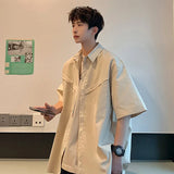 WIAOFELLAS  -  New Men's Casual Blouse Cotton Male Loose Shirt Loose Tops Short Sleeve Shirt Summer Casual Handsome Men's Shirts A99