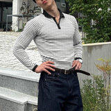 WIAOFELLAS  -  Men Striped Shirt Lapel Long Sleeve Loose Casual Men Clothing Streetwear Fashion Leisure Male Tops 2026 Spring Shirts