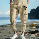 WIAOFELLAS  -  Casual Breathable Cotton Pants For Men Autumn Vintage Pattern Printing Loose Cargo Pants Streetwear Mens Fashion Patchwork Pants