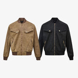 WIAOFELLAS  -  Streetwear Cleanfit Stand Windbreaker Corduroy Jacket for Men Front Pockets Solid Casual Loose Outwear Coat Oversized