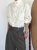 Wiaofellas  -  Spring Fashion Mens Jacquard Shirt Tops Vintage Florals Embroidery Design Button Stand Collar Shirts Men Casual Cardigans