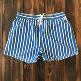 Wiaofellas  -  Men Clothing Beach Pants Men's Beach Vacation White Striped Shorts Hot Spring Swimming Trunks with Lining