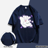 WIAOFELLAS  -  Couple's Matching Short Sleeve T-Shirt Set Cotton Cartoon Rabbit Printed Crew Neck Tops For Men And Women Summer Casual Wear