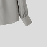 WIAOFELLAS  -  Men Shirt Solid Color Ruffle Lapel Long Sleeve Casual Men Clothing Loose Elegant Streetwear Fashion Male Shirts