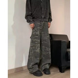 Wiaofellas  -  Retro American Hip Hop Camouflage Casual Pants Men Women Workwear Straight Leg Long Trousers Polyester Cotton Blend Spring