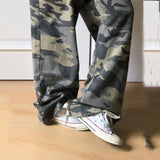 Wiaofellas  -  American Washed Niche Design Camouflage Workwear Jeans Contrast Color Wide Leg Male Trousers New Fashion