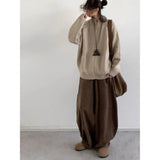 WIAOFELLAS  -  Japanese retro Maillard corduroy casual pants for men and women in spring and autumn lazy loose and versatile casual wide legs