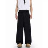 WIAOFELLAS  -  Khaki Black Suit Pants Men Fashion Society Mens Dress Pants Korean Loose Wide Leg Pants Mens Office Formal Trousers S-2XL