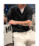 WIAOFELLAS  -  Trendy Summer Men's Fake Two-piece Buttons Design Casual T-shirts Fashion Short Sleeves O-neck Loose Tops Male