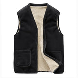 WIAOFELLAS  -  Casual Sleeveless Jacket Autumn Winter Men Warm Fleece Mens Vest Jacket Velvet Thick Sleeveless Men's Vest Gilet Clothing