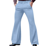 Wiaofellas  -  Men Flare Dress Pants Solid Color Button-down Casual Slightly Flared Trousers Luxury Premium British Elegant Straight Pant S-3XL