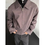 WIAOFELLAS  -   spring short jacket men's smoke purple simple short high-end cleanfit niche lapel solid color jacket