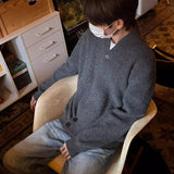 WIAOFELLAS  -  Sweater and Sweater Jacket Men's Autumn Cardigan Solid Color Versatile Relaxed Lazy and High-end Top Couple's Jacket