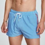 Wiaofellas  -  Mens Striped Swim Trunks Beach Vacation Shorts Streetwear Fashion Surfing Outdoor Gym Workout Shorts Men'S Clothing New