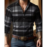 Wiaofellas  -  Geometric Three-dimensional 3D Printed Casual Lapel Long-sleeved Shirt Spring and Autumn Men's Trendy Versatile Shirt