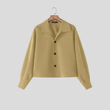WIAOFELLAS  -  Men Jackets Solid Lapel Long Sleeve Button Loose Male Thin Coats Streetwear Korean Style Fashion Casual Outerwear Men