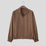WIAOFELLAS  -  Men Jackets Striped Lapel Long Sleeve Zipper Loose Casual Male Coats Streetwear Fashion Leisure Thin Jackets Men S-5XL