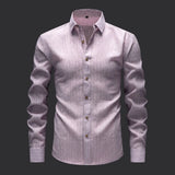 WIAOFELLAS  -  Fashionable Men's Linen Long-sleeved Shirt Gold Thread Gold Linen Striped Retro Casual Loose Cardigan