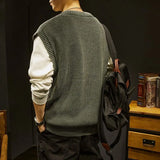 Wiaofellas Top Quality New Autum Fashion Brand Cardigan Sweater V Neck Knitted Vest Men Solid Trendy Sleeveless Casual Men Clothing B278