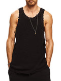 Wiaofellas  -  Hip Hop O Neck Straps Ripped Tank Tops Men Streetwear Fashion Solid Color Slim Vest Mens Summer Trendy Sleeveless Camisoles