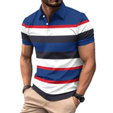WIAOFELLAS  -  New Summer Men's Striped Polo Shirts Fashion Lapel Button Short Sleeve Sports Polos Classics Business Casual Tops Male Tees