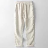 WIAOFELLAS  -  Spring Summer Linen Pants Thin Solid Loose Straight Tube Pants Breathable Men's Elastic Waist Drawstring Long Pants For Male