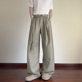 WIAOFELLAS  -  Vintage Striped Textured Lace-up Trousers Men Streetwear Fashion Loose Straight Pants Mens Spring Trendy Pleated Draped Bottoms