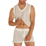 Wiaofellas  -  Summer New Men's Solid Color Casual Tank Top & Shorts Set Outdoor Daily Wear Comfortable Two Piece Outfit