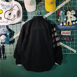 WIAOFELLAS  -  New Spring and Autumn Fashion Trend Simple Polo Collar Stripe Contrast Slouchy Style Casual Loose Men's Shirt Thin Coat