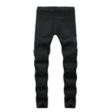 Wiaofellas  -  Hipster Men's Pleated Stretch Small Feet Casual Pants High Street Multi-pocket Zipper Men's Slim-fit Cargo Pants