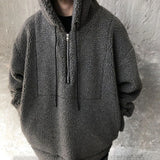 Wiaofellas Mens Casual Warm Sweatshirt Hooded Jacket Autumn And Winter American High Street Fashion Large Size Solid Color Plush Hoodie