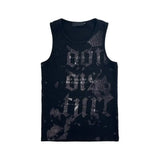 WIAOFELLAS  -  Men Clothing Tank Tops Summer High-end Designed Chic Niche Amercian Punk Hip-hop Letter Print Slim Fit Sleeveless Vest T-shirt