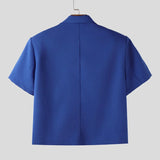 WIAOFELLAS  -  Men Blazer Solid Color Lapel Short Sleeve Casual Crop Blazer Men Streetwear Fashion Elegant Leisure Male Suit S-5XL 2026