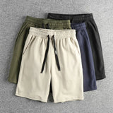 WIAOFELLAS  -  Twill knitted wash fabric simple fashion clean version of casual shorts men's summer sports five point pants