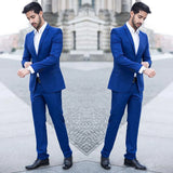 Wiaofellas - Latest Coat Pant Design Wedding Suits Royal Blue Man Business Jacket Skinny Groom Tuxedo 2Piece Slim Fit Terno Masculino Costum