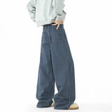 WIAOFELLAS  -  Blue Striped Jeans Men Fashion Casual Baggy Straight Jeans Men Streetwear Korean Loose Wide Leg Jeans Mens Denim Trousers S-3XL