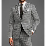 Wiaofellas  -  Plaid Men Suits for Prom Single Breasted Wedding Tuxedo Groom Notch Laple Slim Fit Custom Made 2 Piece Jacket with Pants