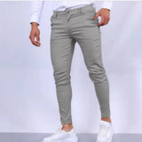 Wiaofellas  -  Men's Burgundy Slim Fit Chino Pants Stretch Skinny Trousers with Button Closure