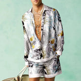 Wiaofellas  -  Set of Shirts Botanical Pattern 3D Print Fashion Shirts Casual Men Beach Shorts Summer Streetwear Hawaiian Clothes Clothing