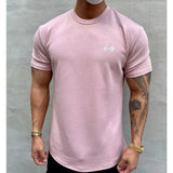 Wiaofellas  -  Men's Short Sleeve Sport T-Shirt Summer Solid Color Roung Neck Gym Slim Tees Youth Casual Breathe Running Top