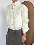 Wiaofellas  -  Spring Fashion Mens Jacquard Shirt Tops Vintage Florals Embroidery Design Button Stand Collar Shirts Men Casual Cardigans