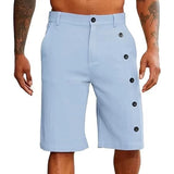 WIAOFELLAS  -  Fashion Spring Summer Men's Cotton Linen Casual Shorts Side Buttoned Ventilate Streetwear Solid Loose Beach Shorts For Male