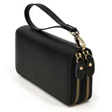WIAOFELLAS  -  Men Double zipper crazy horse leather long wallet 24 card holder Big Zip around genuine leather clutch purse phone coin pocket