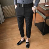 WIAOFELLAS  -  Autumn and Winter Men's Fashion Solid Color Fabric Casual Thickened Wool Business Brushed Straight Tube Versatile Pants