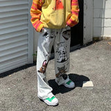 WIAOFELLAS  -  Men Trendy Funny Cute Cartoon Dog Print Casual Streetwear Sports Pants Y2K Harajuku Vintage Loose Pockets Sweatpants Pantalones